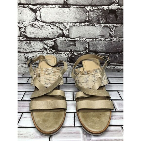 Johnston & Murphy Kayla Taupe Leather Heel Strappy Sandals Women’s Sz 9M US/40EU - Picture 2 of 16